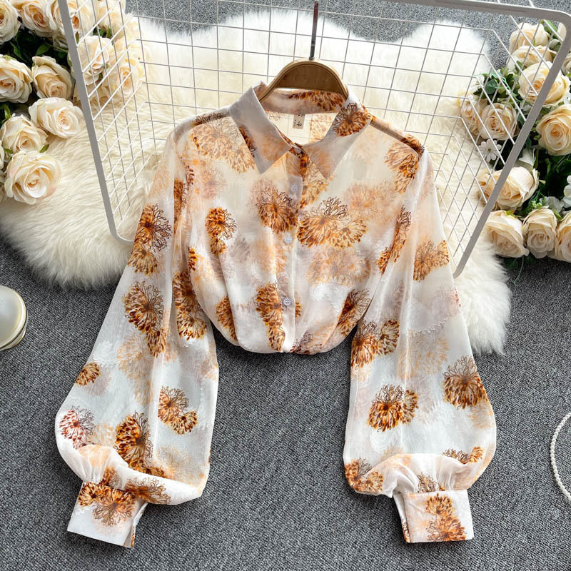 Flower Sheer Vintage Dress Shirt