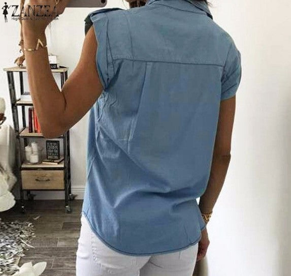 Blue Eyes Sleeveless Denim