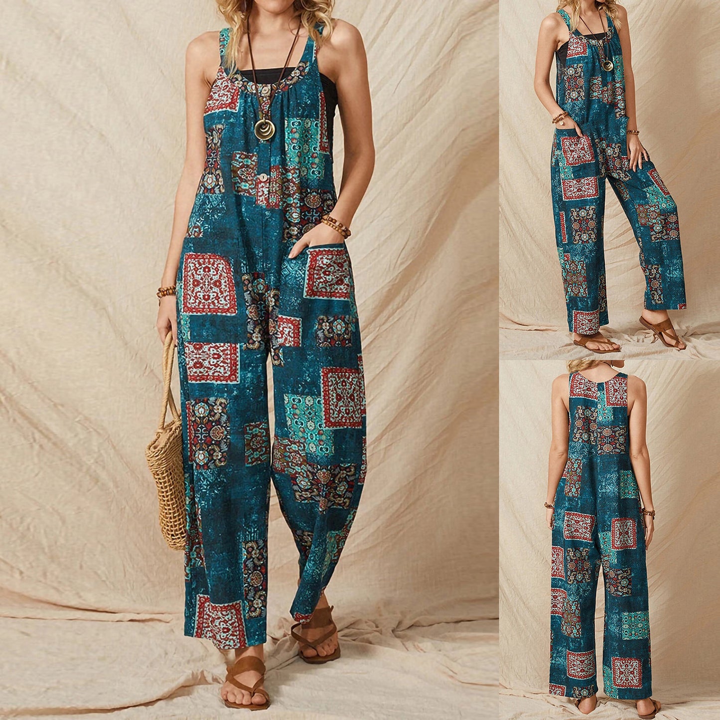 Patchwork Pocket Jumpsuit