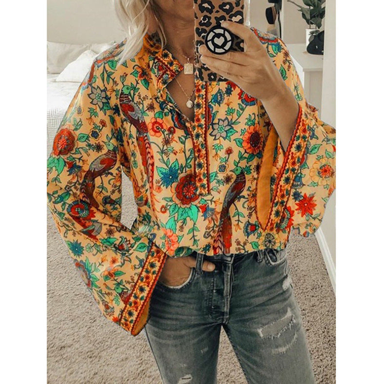 Peacock Flare Blouse