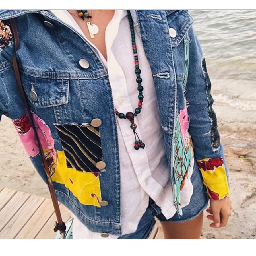 Sequins and Patchwork Denim Jacket