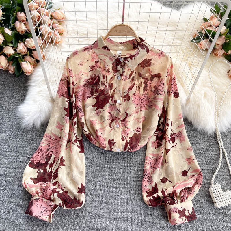 Flower Sheer Vintage Dress Shirt