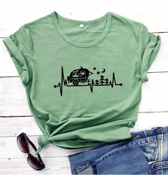 Camping Heartbeat Graphic T-Shirt