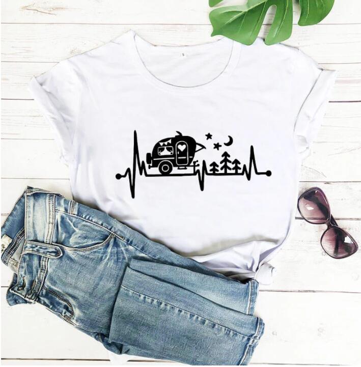 Camping Heartbeat Graphic T-Shirt