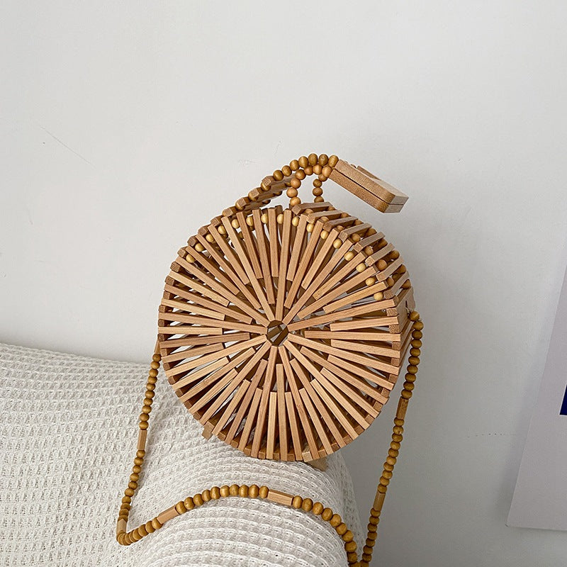 Bamboo Woven Small Round Bag