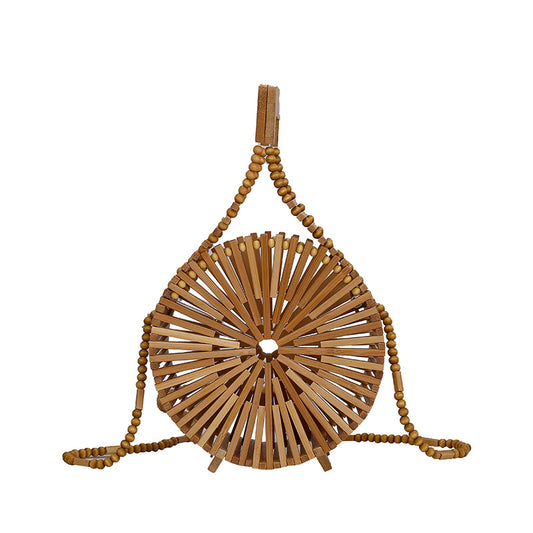 Bamboo Woven Small Round Bag