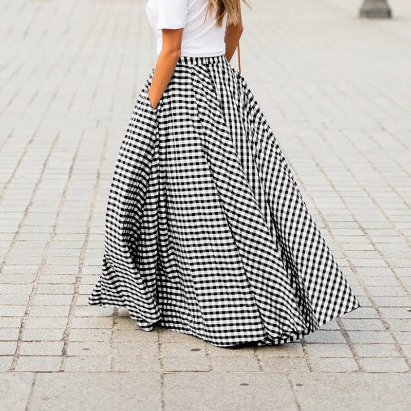 Plaid High Waist Drape Skirt