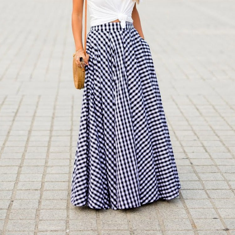 Plaid High Waist Drape Skirt