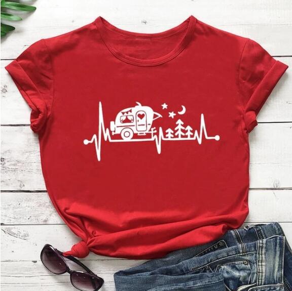 Camping Heartbeat Graphic T-Shirt