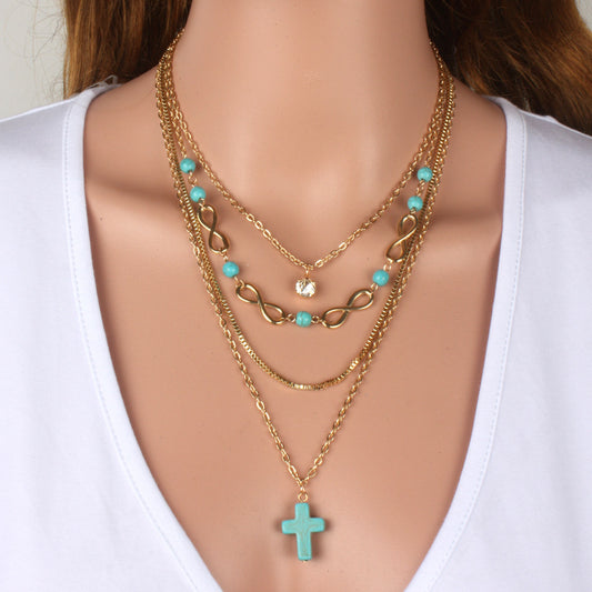 Turquoise Cross Chic Necklace