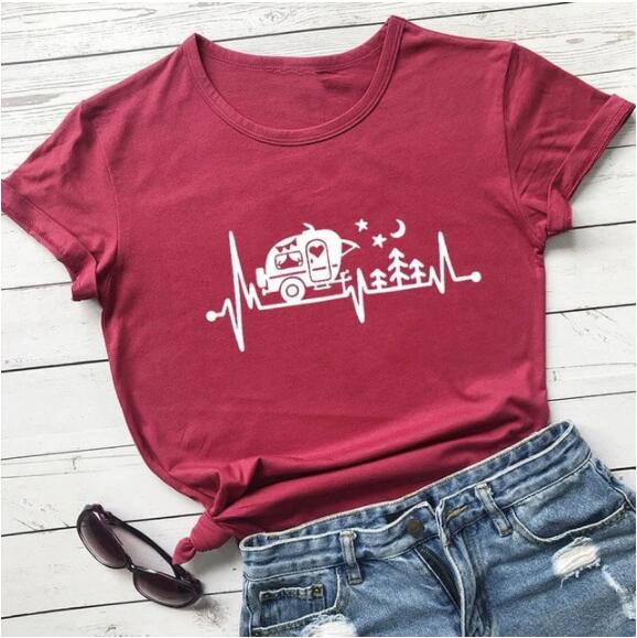 Camping Heartbeat Graphic T-Shirt