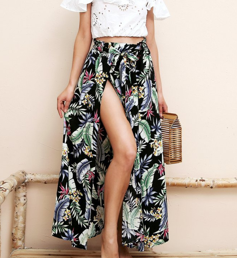 TROPICAL SLIT SKIRT