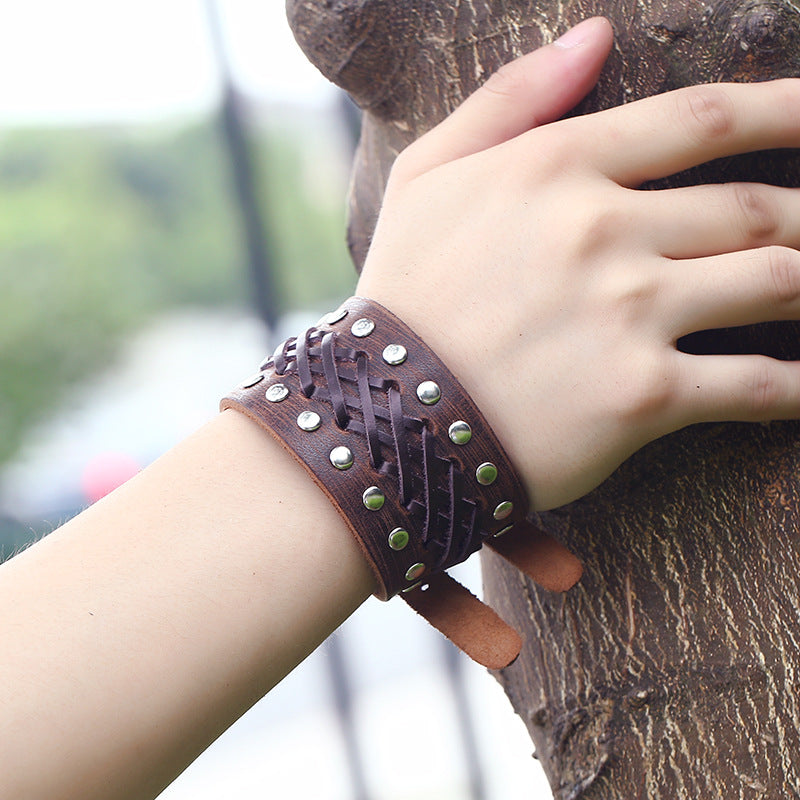 Vintage braided leather bracelet