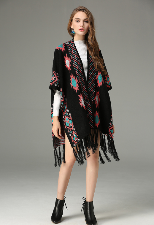 Jacquard Tassel Shawl