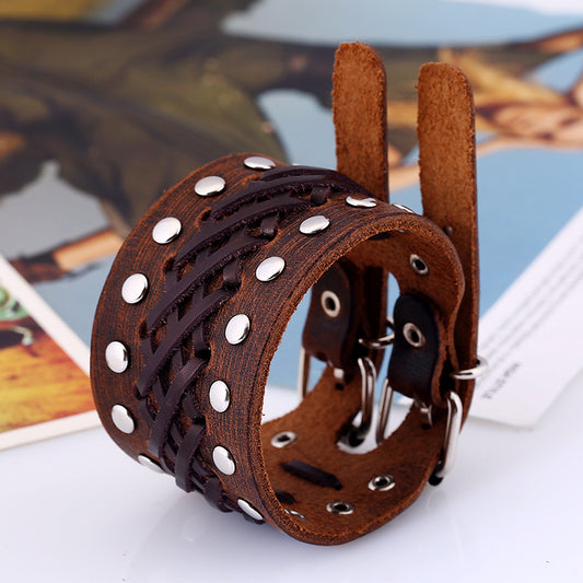 Vintage braided leather bracelet