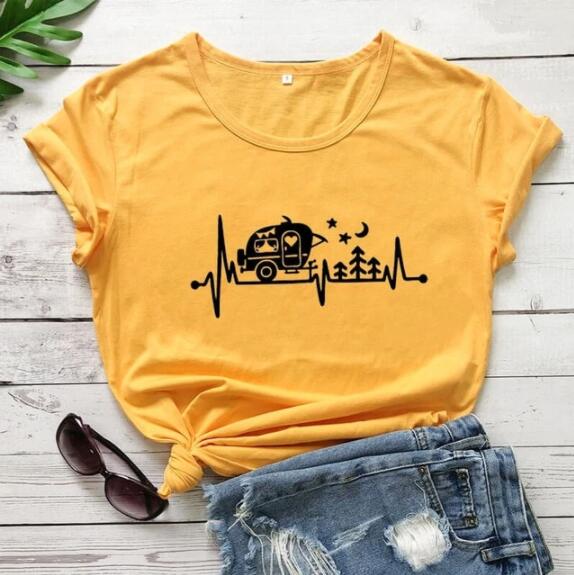 Camping Heartbeat Graphic T-Shirt