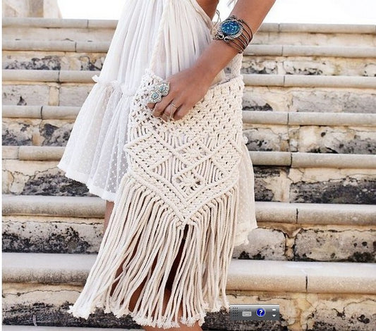 Tassel Cotton Woven Bag