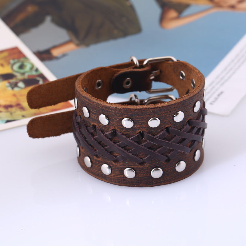 Vintage braided leather bracelet