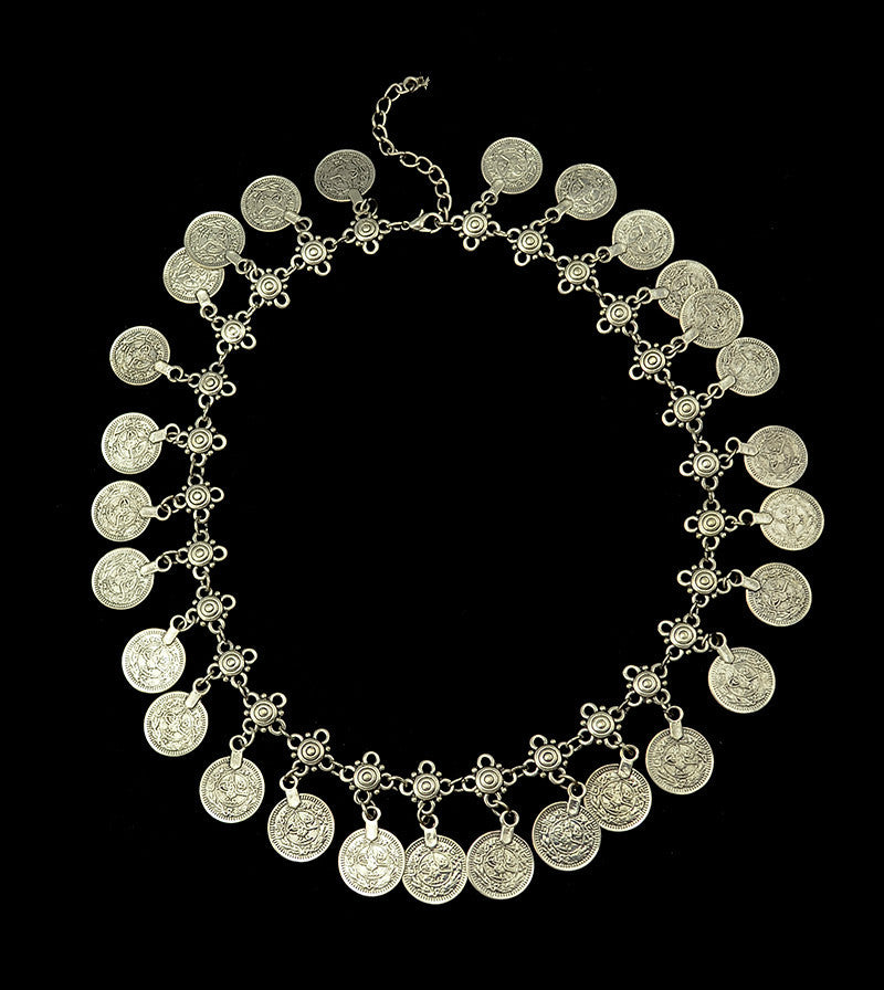 Engraved Coin Pendant Necklace