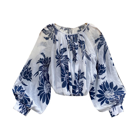 Flower Puff Sleeved Top